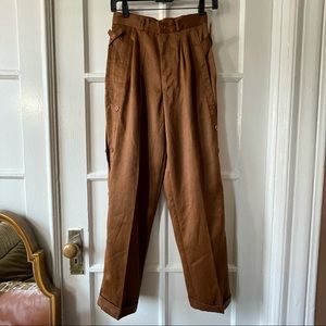 Vintage Wayne Brown Utility pleated pant trouser